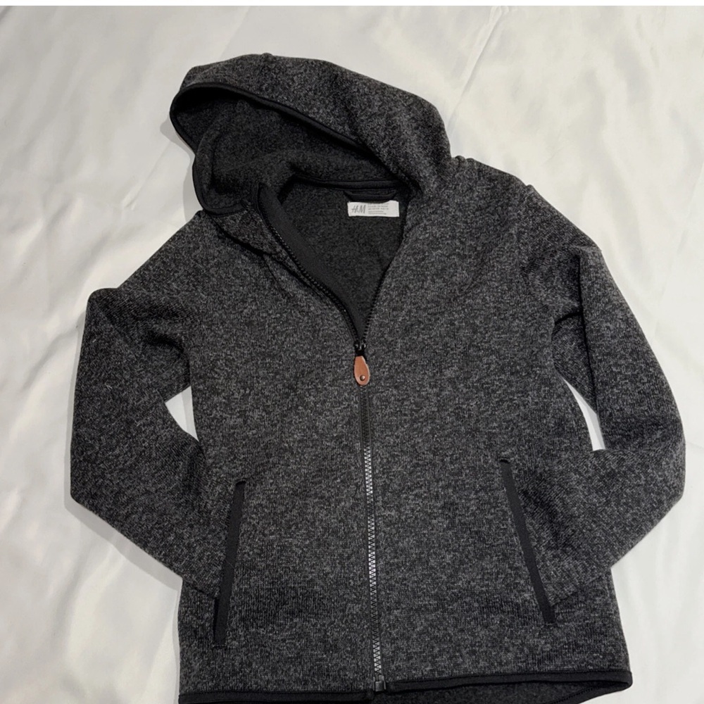 H&M Sport Youth US 6-8Y Full Zip Outerwear Jacket Fleece Lined w/Pockets gray